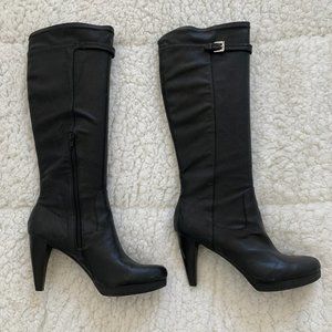 Nine West Tall Black Boots w/ Buckle